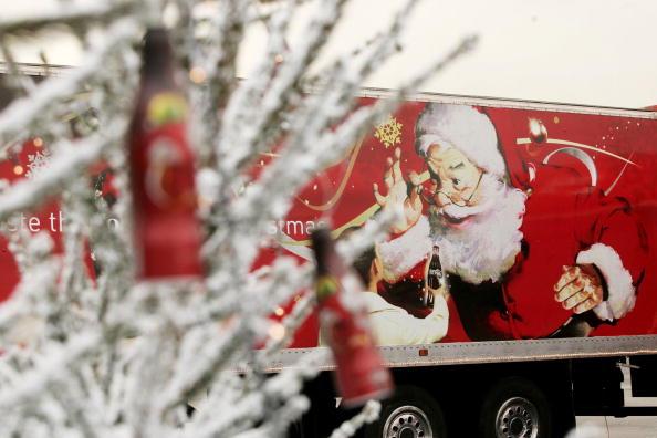 Haddon Sundblom's illustration of Santa Claus on the side of a Coca-Cola truck. (Mark Renders/Getty Images)