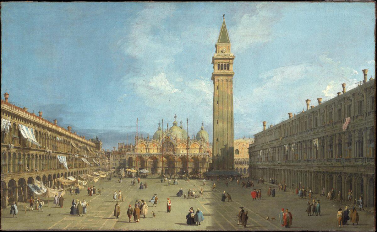 “Piazza San Marco with the Basilica” (1720) by Canaletto (1697–1768). (Metropolitan Museum of Art)