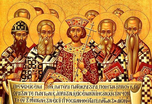 Christmas can be expressed in five simple words extracted from the Nicene Creed: "He came down from heaven." This is an icon depicting the Nicene Creed of 325. (Public Domain)