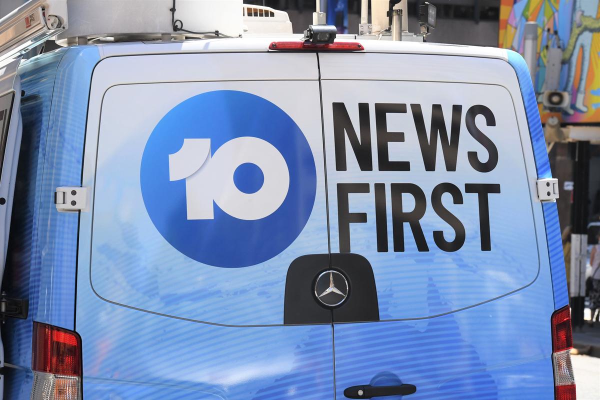 TV Network 10's logo seen on a van in Sydney, Australia on Nov. 14, 2018. (AAP Image/Peter Rae)
