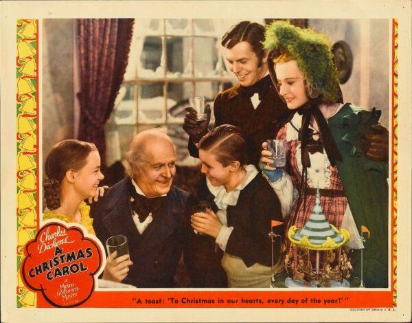 Charles Dickens's famous Christmas story is promoted in a lobby card for the 1938 version of "A Christmas Carol." (MovieStillsDB)