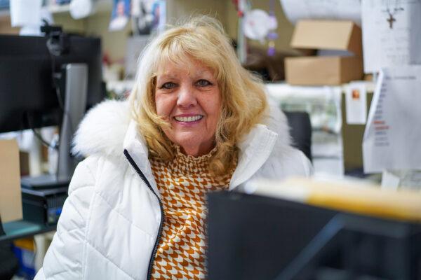 Barbara Kuczyra at her office in Port Jervis, N.Y., on Dec. 19, 2022. (Cara Ding/The Epoch Times)
