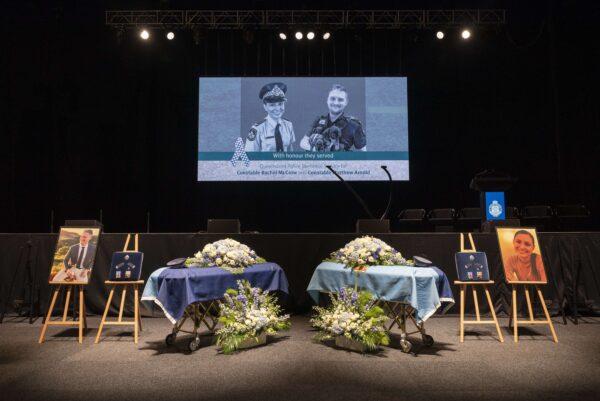 The memorial service for Constable Rachel McCrow and Constable Matthew Arnold in Brisbane, Australia, on Dec. 21, 2022. (AAP Image/Supplied by the Queensland Police Service)