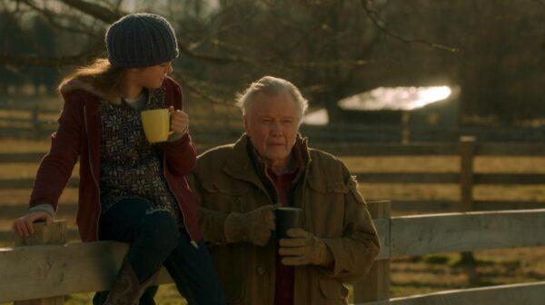 Hungry, cold, and afraid, Shelly (Alexa Nisenson) takes refuge on the property of Ben Crowley (Jon Voight), in "Orphan Horse." (Prime Video)