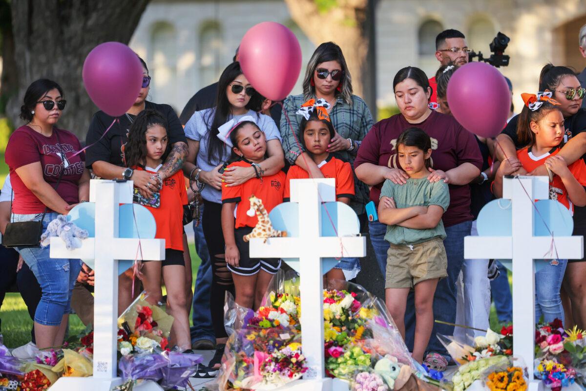 In one of the deadliest school shootings in U.S. history, 19 children and two teachers were killed at Robb Elementary School in Uvalde, Texas, on May 24, 2022. (Michael M. Santiago/Getty Images)