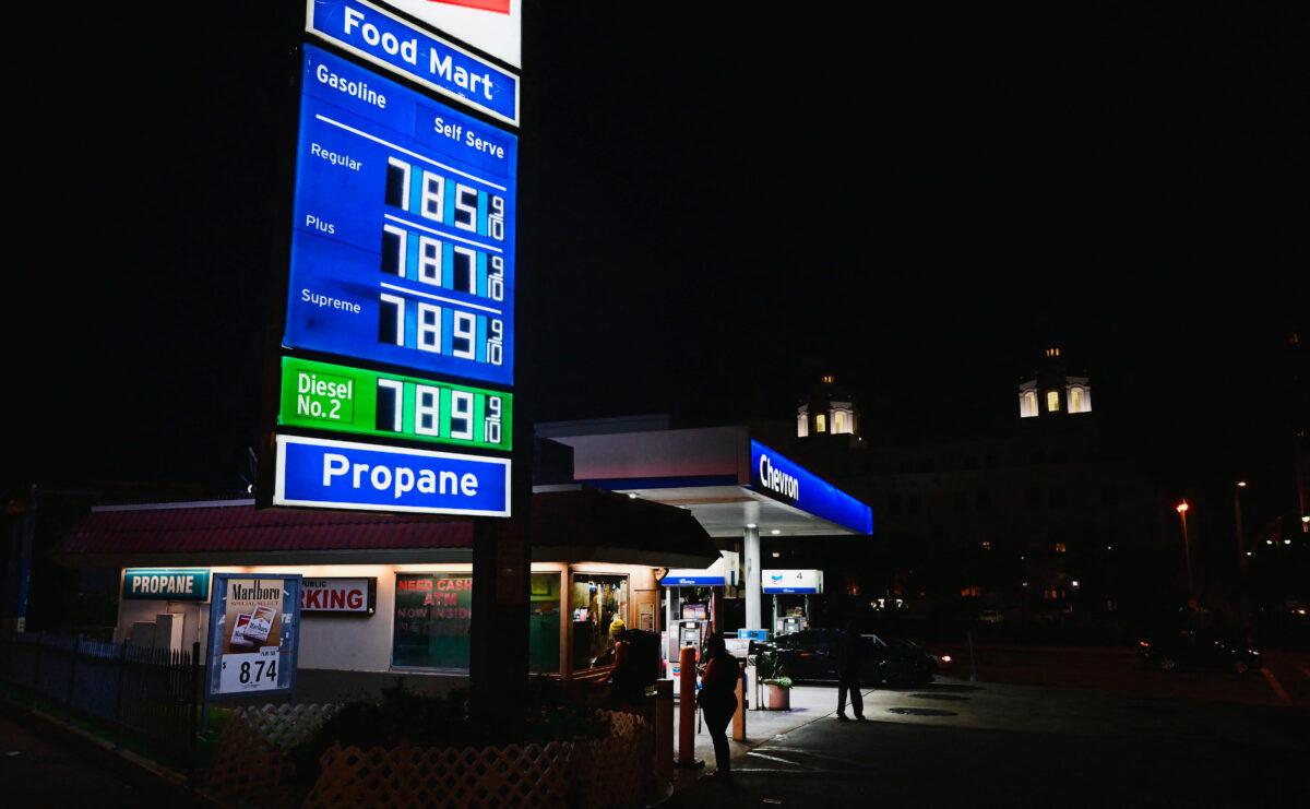 Gas prices hit well beyond $7 per gallon at gas stations in Los Angeles on June 22, 2022. President Joe Biden pitched a temporary fuel tax break, which critics called window dressing ahead of midterm elections. (FREDERIC J. BROWN/AFP via Getty Images)