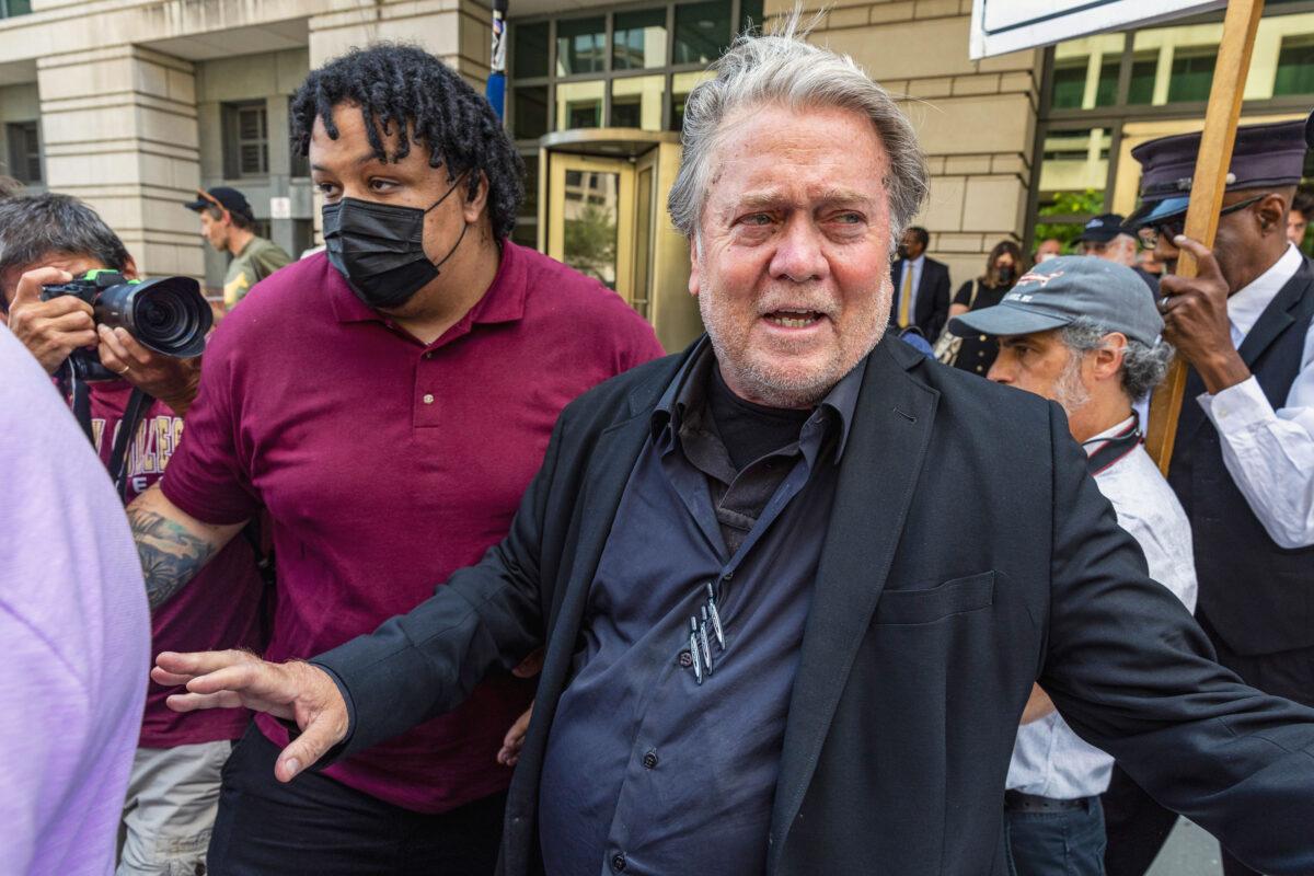 In a first since Watergate, former White House senior strategist Stephen Bannon is found guilty of contempt of Congress after defying subpoenas by the Jan. 6 committee, on July 22, 2022. (Tasos Katopodis/Getty Images)