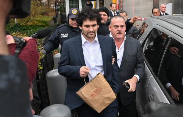 FTX founder Sam Bankman-Fried leaves following his arraignment in New York on Dec. 22, 2022. (Ed Jones/AFP via Getty Images)