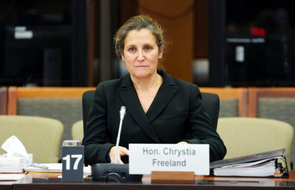 Minister of Finance Chrystia Freeland appears as a witness at a Senate committee on national finance in Ottawa on Dec. 7, 2022. (The Canadian Press/Sean Kilpatrick)