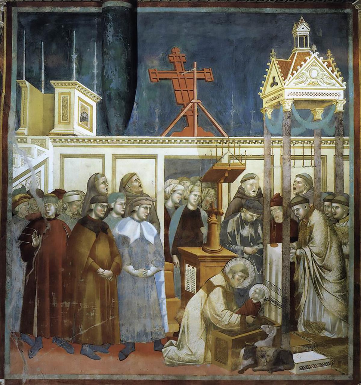 "St. Francis of Assisi Preparing the Christmas Crib at Grecchio," 1297–1300, by Giotto. Fresco. Basilica of Saint Francis of Assisi, Assisi, Italy. (Public Domain)