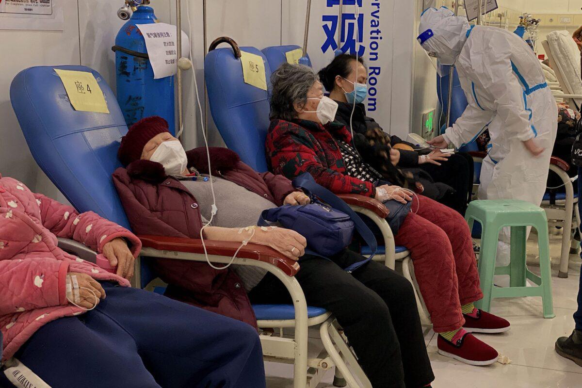 COVID-19 coronavirus patients rest in the Second Affiliated Hospital of Chongqing Medical University in China's southwestern city of Chongqing on December 23, 2022. (Noel Celis/AFP via Getty Images)