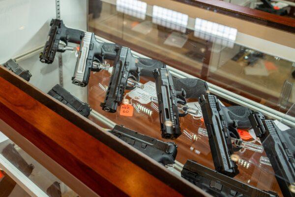 Handguns in a store in Houston on Sept. 9, 2022. (Brandon Bell/Getty Images)