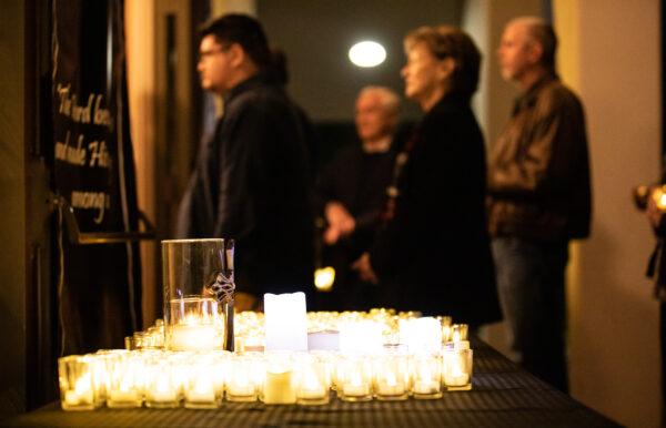 People of different faiths gather to honor the deceased homeless individuals in Orange County at the Lutheran Church of the Cross in Laguna Woods, Calif., on Dec. 21, 2022. (John Fredricks/The Epoch Times)