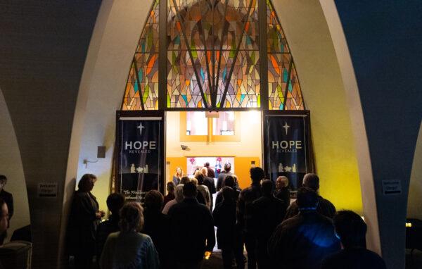 People of different faiths gather to honor the deceased homeless individuals in Orange County at the Lutheran Church of the Cross in Laguna Woods, Calif., on Dec. 21, 2022. (John Fredricks/The Epoch Times)