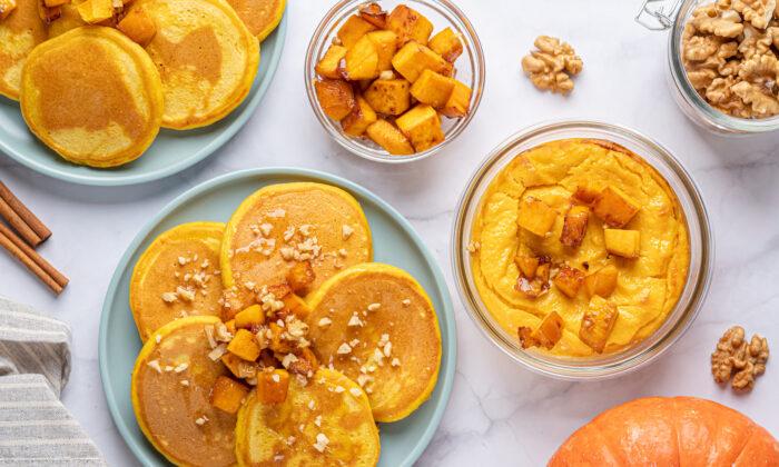 Pumpkin Cinnamon Walnut Pancakes (Recipe)