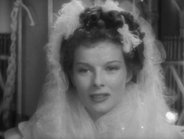 Phoebe Throssel (Katharine Hepburn) sheds tears of rejection, in “Quality Street.” (RKO Radio Pictures)
