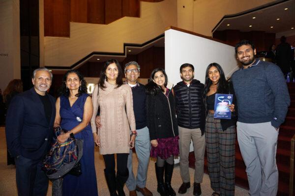 Jhanvi Thakar (3rdL), with her husband and extended family, attends Shen Yun Performing Arts at the Jones Hall for the Performing Arts in Houston on Dec. 26, 2022. (Sally Sun/The Epoch Times)