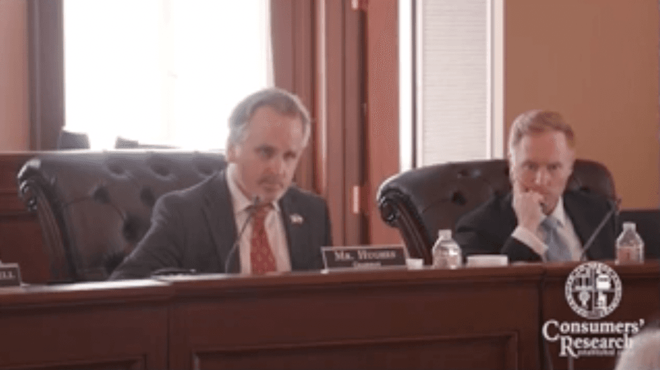 Texas state Sen. Bryan Hughes, a Republican, speaks during a state senate committee hearing in Marshall, Texas, on Dec. 15, 2022. (Consumers’ Research YouTube page/Screenshot via The Epoch Times)