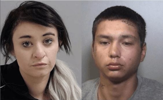 Brandi Crystal Lyn Stewart-Sperry (L), and Randall McKenzie (R) were arrested and charged with first-degree murder in the death of Ontario Provincial Police Constable Grzegorz Pierzchala on Dec. 27, 2022. (Courtesy of Ontario Provincial Police)