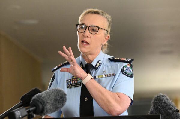 Queensland Police Commissioner Katarina Carroll speaks to the media in Brisbane, on Nov. 23, 2022. (AAP Image/Darren England)