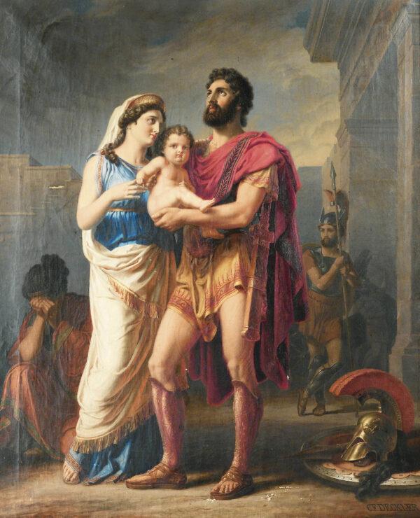 “The Farewell of Hector to Andromache and Astyanax,” before 1918, by Karl Friedrich Deckler. (Public Domain)