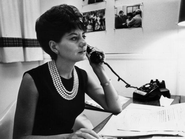 Television journalist for NBC Barbara Walters takes a phone call at her desk, New York City, circa 1964. (Hulton Archive/Getty Images)