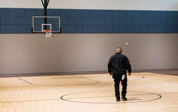 The basketball court area of The County of Orange Probation Department in Orange, Calif., on Jan. 25, 2023. (John Fredricks/The Epoch Times)