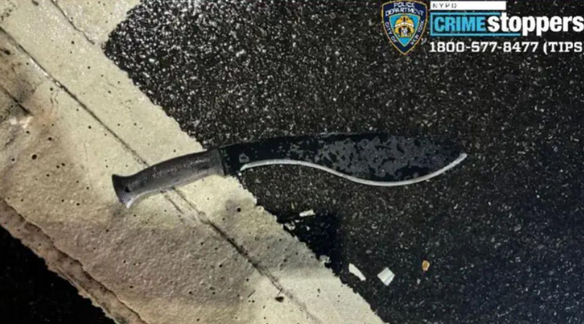 The weapon the suspect allegedly used to attack three New York City police officers on Dec. 31, 2022. (NYPD Crime Stoppers/Twitter)