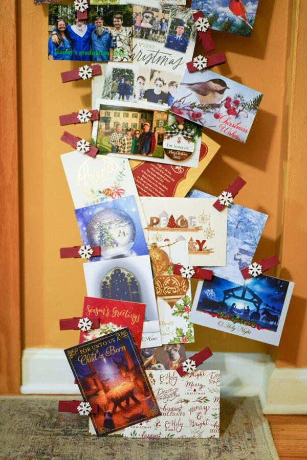 Holiday cards at the Gould family's home in Sparrow Bush, N.Y., on Dec. 20, 2022. (Cara Ding/The Epoch Times)
