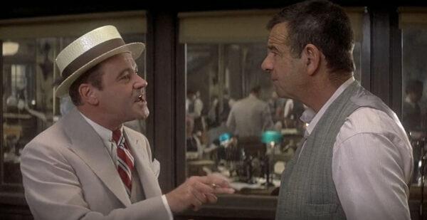 Hildy Johnson (Jack Lemmon, L) confronts his old friend and boss Walter Burns (Walter Matthau) with unexpected news, in “The Front Page.” (Universal Pictures)