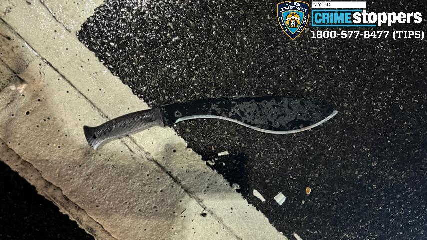 Police officers recovered the machete used in the attack. (NYPD via The Epoch Times)