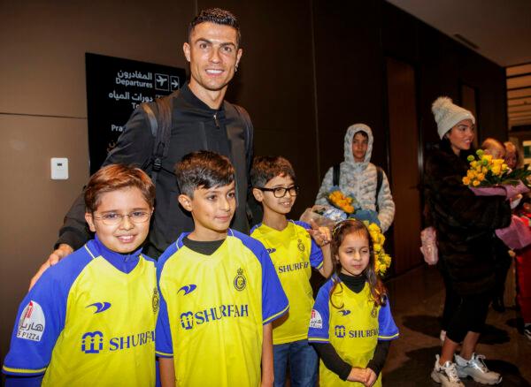 In this photo provided by Al Nassr Club, Cristiano Ronaldo arrives at Riyadh International Airport, on Jan. 2, 2023. (Courtesy of Al Nassr Club via AP)