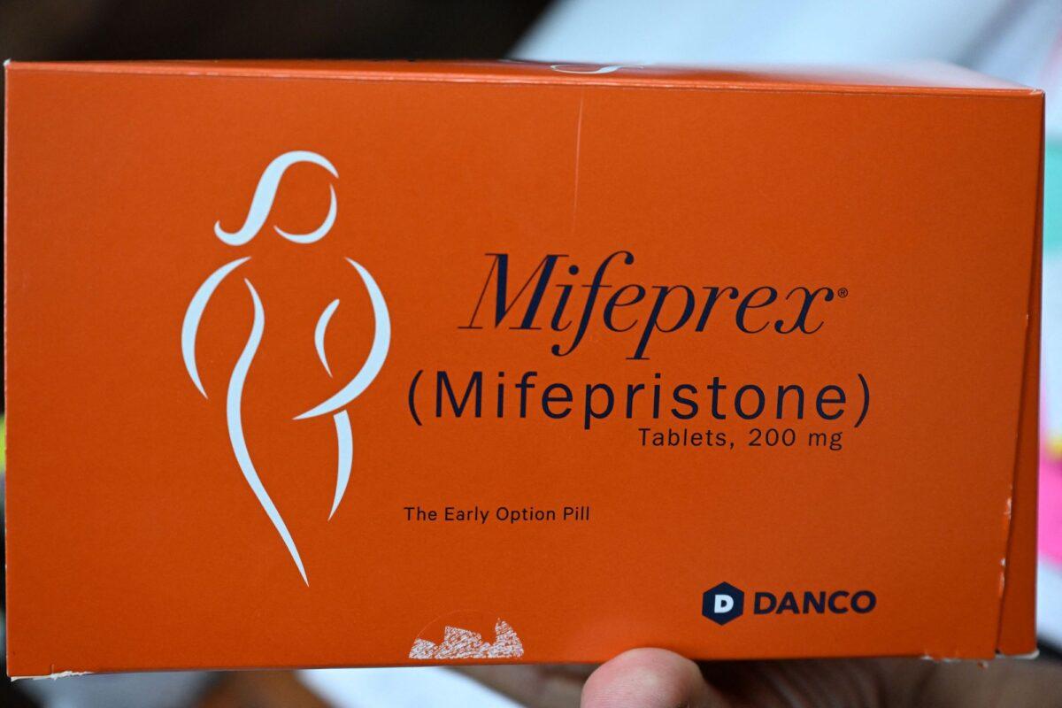 Mifepristone (Mifeprex), one of the two drugs used in a medication abortion, is displayed at the Women's Reproductive Clinic, which provides legal medication abortion services in Santa Teresa, N.M., on June 15, 2022. (Robyn Beck/AFP via Getty Images)