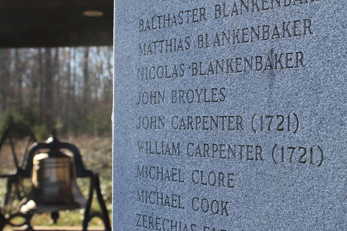 Names of the first German settlers and their date of arrival at the Germanna site. (Bob Kirchman)