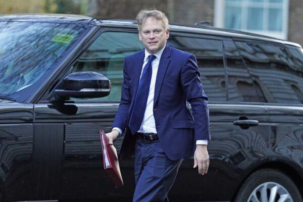 Business Secretary Grant Shapps arriving for a Cabinet meeting in Downing Street, London, on Dec. 20, 2022. (Stefan Rousseau/PA Media)