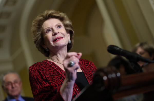 Sen. Debbie Stabenow (D-Mich.) speaks to reporters in Washington on Dec. 6, 2022. (Kevin Dietsch/Getty Images)