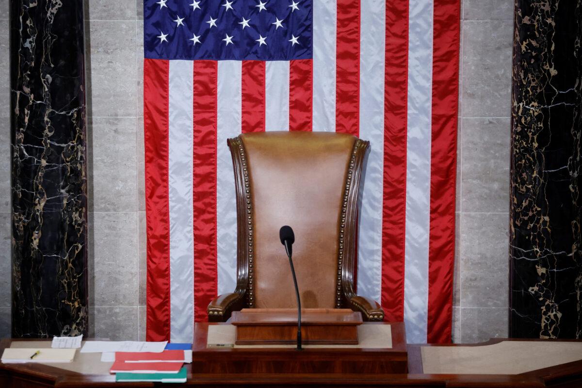 The chair of the Speaker of the House sits empty at the U.S. Capitol in Washington, on Jan. 5, 2023. (REUTERS/Jonathan Ernst)