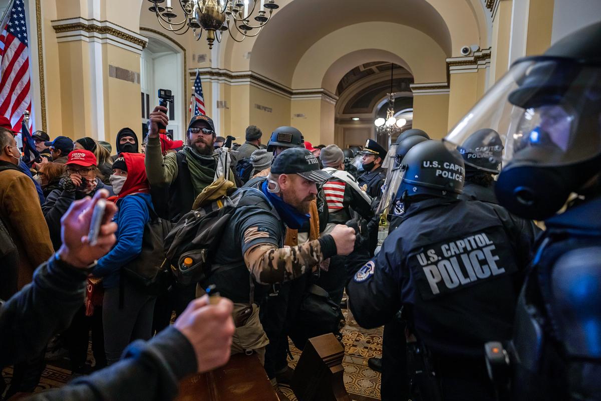 Protesters inside the U.S. Capitol on Jan. 6, 2021. (Brent Stirton/Getty Images)