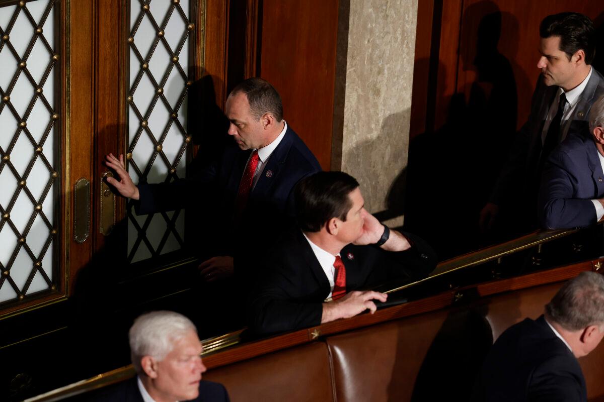 Rep.-elect Bob Good (R-Va.) (L) and Rep.-elect Matt Gaetz (R-Fla.) leave the House Chamber after they voted against Republican Leader Kevin McCarthy (R-Calif) for Speaker of the House during the fourth day of elections at the U.S. Capitol Building in Washington, on Jan. 06, 2023. (Anna Moneymaker/Getty Images)