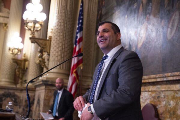 Rep. Mark Rozzi after being sworn in as Pennsylvania’s Speaker of the House, Jan. 3, 2023. (Commonwealth Media Service)