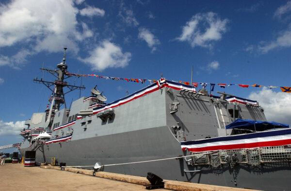 A file image of USS Chung-Hoon as it sat ready to be placed in active service before its commissioning ceremony on Ford Island at Pearl Harbor, Hawaii, on Sept. 18, 2004. (Lucy Pemoni/Reuters)