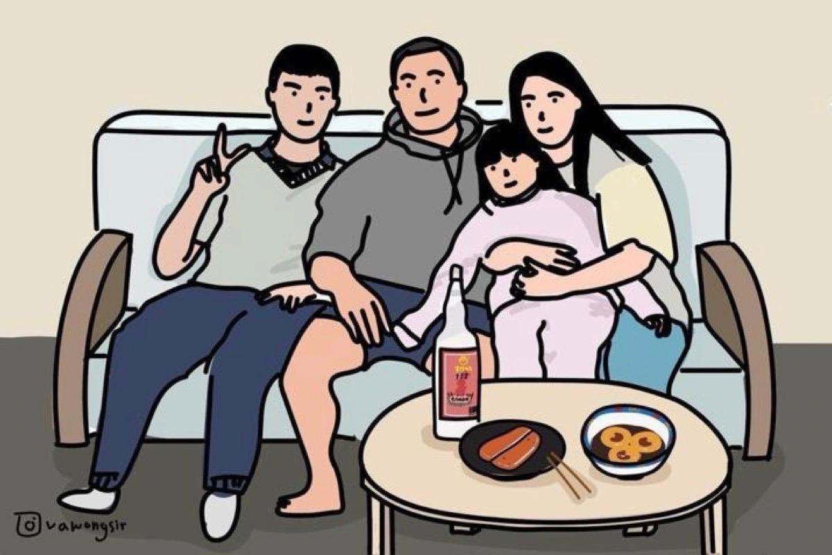 A drawing of the second Taiwanese family invited Wong Sir to dinner in December 2022. (Courtesy of @vawongsir/Instagram)