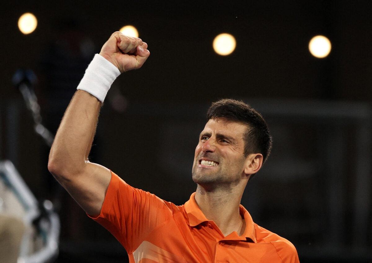 Serbia's Novak Djokovic celebrates after winning the final match against Sebastian Korda of the U.S., at the Adelaide International, in Adelaide, Australia, on Jan. 8, 2023. (Loren Elliott/Reuters)