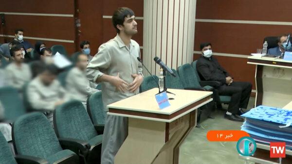 Mohammad-Mehdi Karami speaks in a courtroom in Tehran, Iran, in December 2022. Karami was later executed by the Iranian regime. (West Asia News Agency/Handout via Reuters)