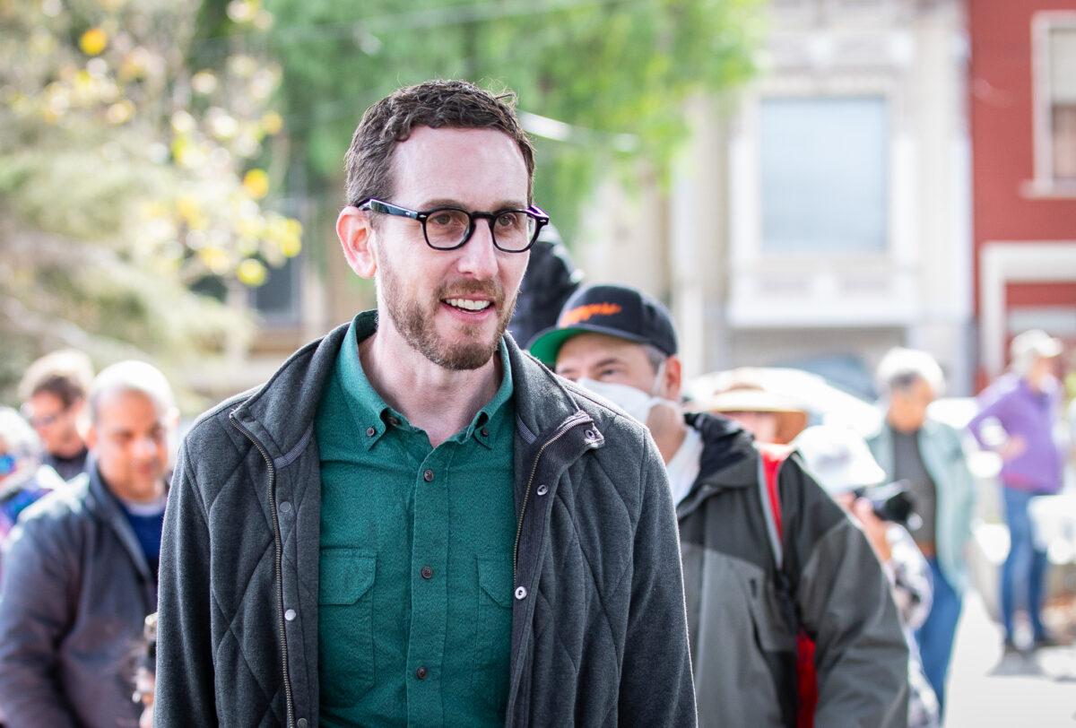 Sen. Scott Wiener at an event in San Francisco, Calif., on Oct. 23, 2022. (John Fredricks/The Epoch Times)