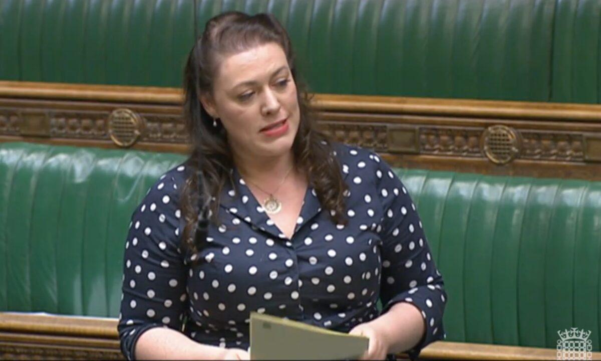 Conservative MP Alicia Kearns, chair of the Foreign Affairs Committee, speaks during a debate on the Procurement Bill in Parliament, Westminster, London, on Jan. 9, 2023. (House of Commons/Screenshot via The Epoch Times)