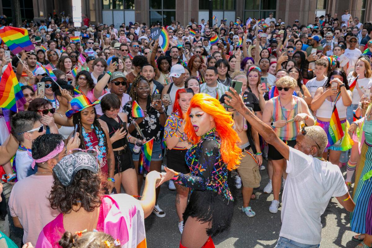 A drag queen performs during celebrations for Pride month in Raleigh, North Carolina on June 25, 2022. (Allison Joyce/AFP via Getty Images)
