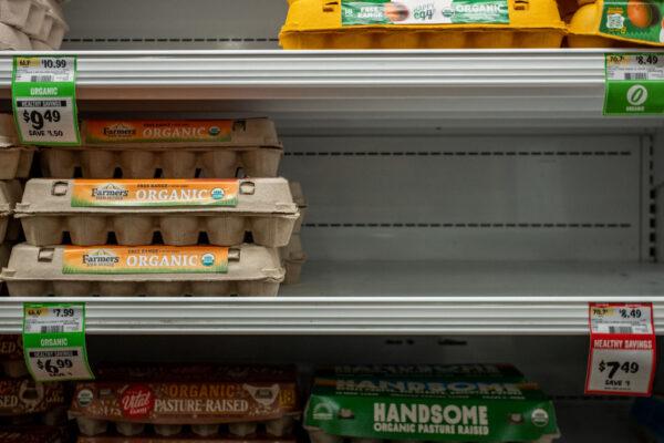Cartons of eggs are seen for sale in a Sprouts Farmers Market in Houston, Texas, on Aug. 15, 2022. (Brandon Bell/Getty Images)