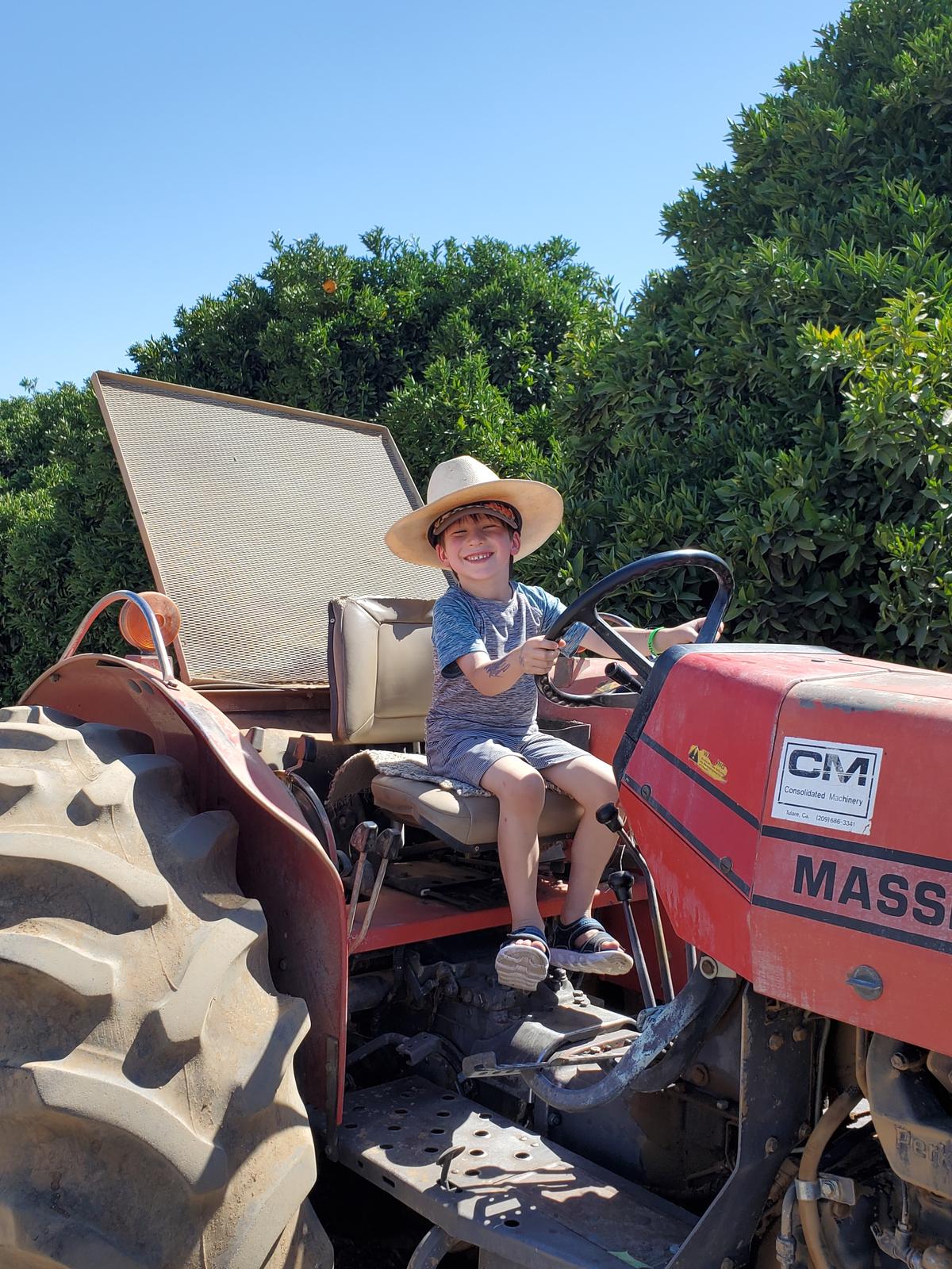 Tony Marquez's grandson, Gabriel, on a Pearson Ranch tractor. (Courtesy of Pearson Ranch)