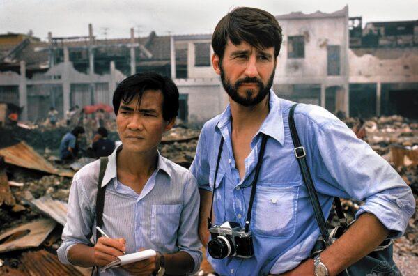 Cambodian photojournalist Dith Pran (Haing S. Ngor) and American correspondent Sydney Schanberg (Sam Waterston) become colleagues and then brothers, in "The Killing Fields." (MovieStillsDB)